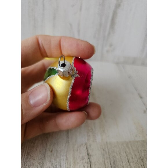 Vintage stripes mini indent ball glitter ornament mercury glass glitter reflecto - Picture 4 of 12